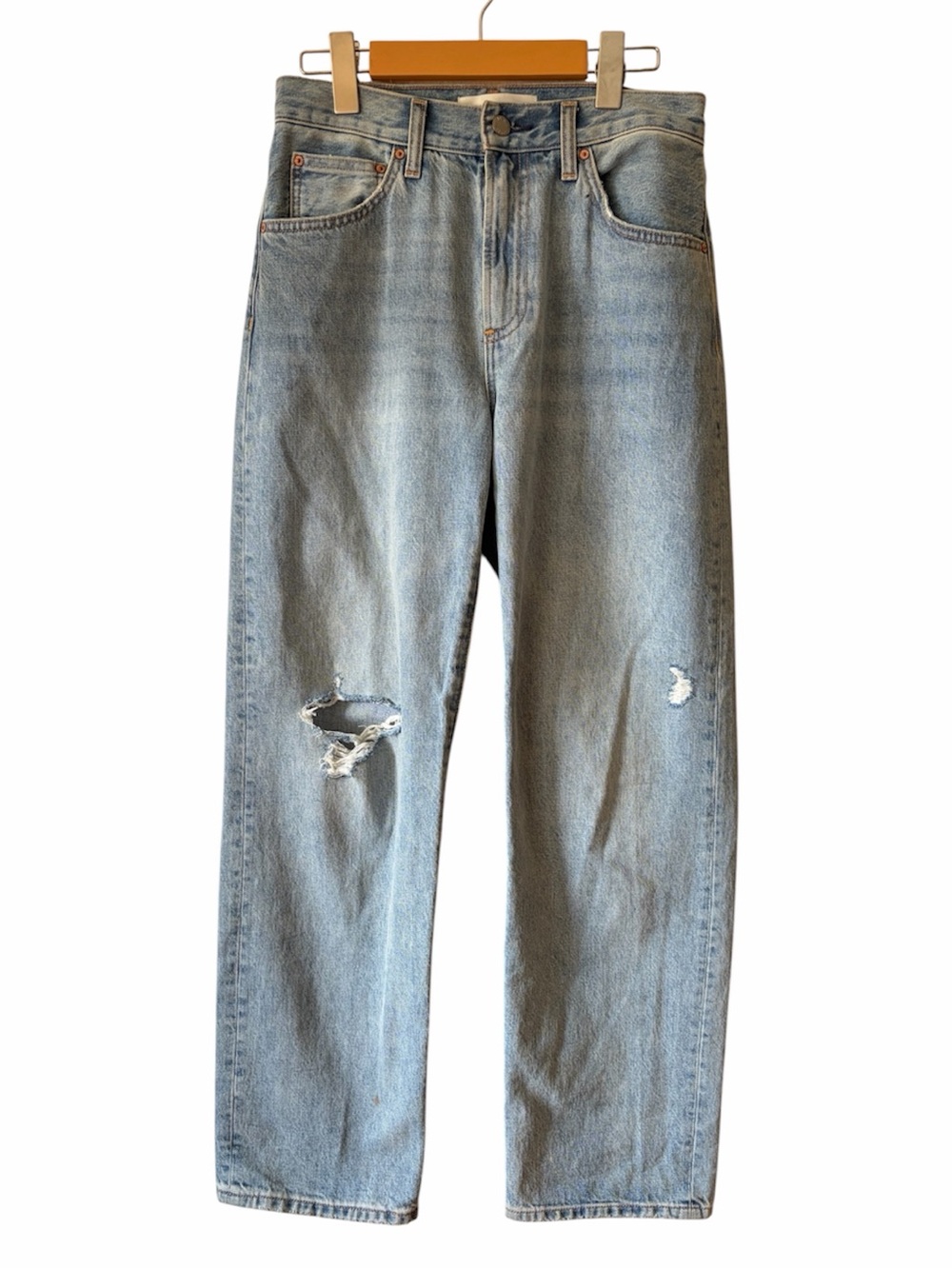 Denim Forum The ’90s Marlo Hi-Rise Baggy Jeans Distressed Light Wash Y2K Casual